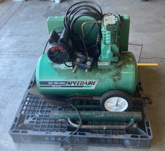 (1) Speedaire Compressor Model :5f212 (1) Post Driver (1) Shovel & More