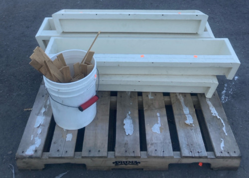 (6) Planter Boxes 11&rdquo;x43&rdquo; (1) Bucket Of Assorted Wood Cuts