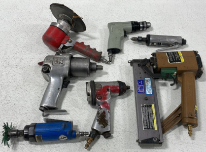 Air Tools Including (2) Impact Wrenches, Nail Gun, Dual Action Sander, Die Grinder, & More!