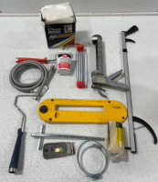 (2) Sledge Hammers, Pitch Fork, & Bucket Of Home Renovation Objects - 3