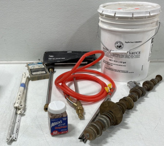 Sand Blaster, Box Of Tools, & Bucket of Sand