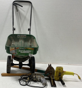 Skil Hedge Trimmer (Works!), Scott&rsquo;s Turf Builder Edgeguard, Hedge Cutters, Drill (Parts or Repair, Works), & Horse Decor
