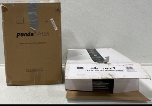 Panda Home Plastic Interlocking Deck Tiles & Metal 14&rdquo;X21&rdquo; Roll Out Double Drawer