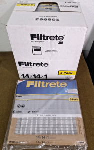 (1) Box Of (6) 3M Basic, Pleated, Filtrete, 3-Packs, 14" x 14" x 1"