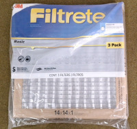 (1) Box Of (6) 3M Basic, Pleated, Filtrete, 3-Packs, 14" x 14" x 1" - 3