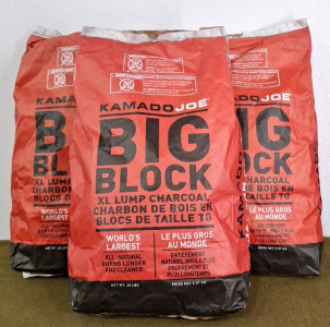 (3) 20-Pound Bags Of Kamado Joe, Big Block XL Lump Charcoal