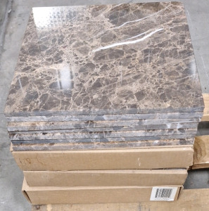 (22) 12" x 12" 1/2" Emperador Dark Spanish Marble 6 X 12 Subway Field Tiles, Polished