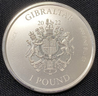 2022 Gibraltar 1 Troy Ounce .999 Fine Silver Round