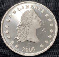 2005 Flowing Hair 1 Troy Ounce .999 Fine Silver