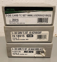 (3) Semi Automatic Pistol RCBS Reloading Die Sets- 9mm, .45ACP, .40S&W