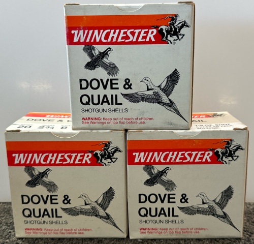 (3) Boxes Of Winchester Dove & Quail 20 Gauge 2-3/4” 8 Shot 7/8 Oz Shotgun Shells