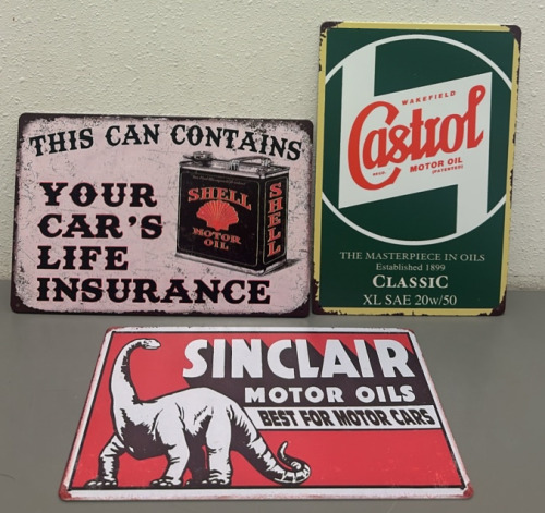 (3) Classic Metal Oil Signs