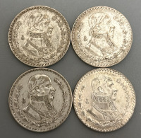 (4) Mexico Un Peso Silver Coins 1961-1966 - 2