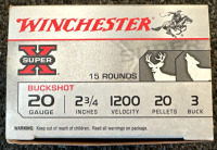 Winchester 20 Guage 2-3/4” 6 Shot 1-1/8 Oz Super-X Magnum Long Range Shells And Deer & Predator Buckshot w/ 1200 Velocity 20 Pellets & 3 Buck - 4