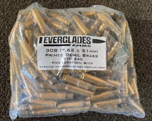 Everglades Ammo 308 (7.62x51mm) Primed Demil Brass