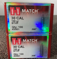 Hornady Match 30Cal 168gr BTHP .308” - 2