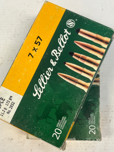 (2) Sellier & Bellot Rifle 7x57, 173 Grain, Soft Point Cutthrough Edge 20 Round Box.