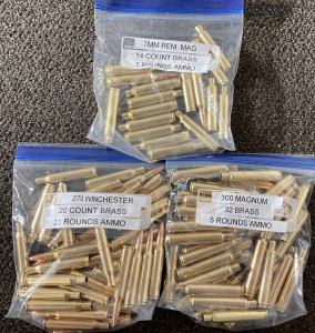 7mm REM. MAG (14) Count Brass 3 Rounds Ammo, 270 Winchester (20) Count Brass 23 Rounds Ammo, 300 Magnum 32 Brass 5 Rounds Ammo