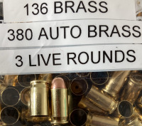 136 Brass 380 Auto Brass 3 Live Rounds, 95 Count 357 Sig Brass - 3