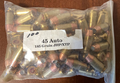 100 Count 45 Auto 185 Grain JHP/XTP