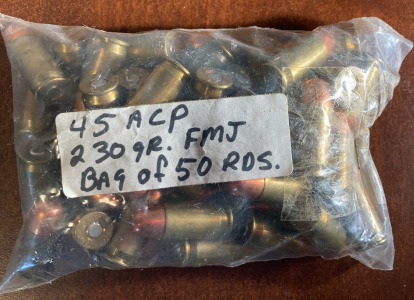 45 ACP 230gr. FMJ Bag Of 50 Rounds