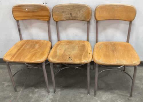 (3) Wood And Metal Chairs