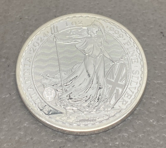 (1) 999 Fine Silver Britannia 2024 Charles lll 2 Pounds 1oz Silver Coin-