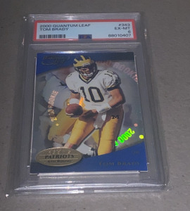 (1) TOM BRADY PSA 6 2000 Quantum Leaf Rookie Card EX-MT