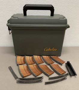 (90) Rounds Of 7.62 x 39mm Ammunition Cartridges, (14) Stripper Clips, (1) Cabela&rsquo;s Ammunition Box