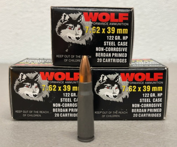 (60) Rounds Of Wolf 7.62 x 39mm 122 Grain HP Ammunition Cartridges
