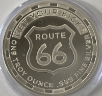 1 Troy Oz .999 Silver Route 66 Round