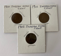 (3) Indian Head Cents 1900, 1901, and 1902