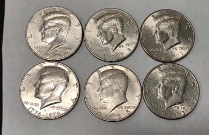 (6) Assorted Kennedy Half-Dollars from 1776&bull;1976 to 2001