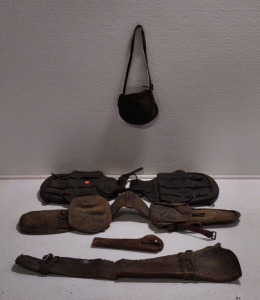(2) Assorted Leather Gun Holsters & (2) Leather Horse Backpack