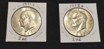 1977 D & 1977 D Ike Dollar Coins