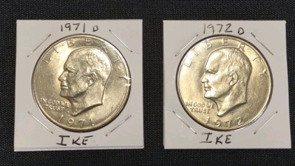 1971 D & 1972 D Ike Dollar Coins