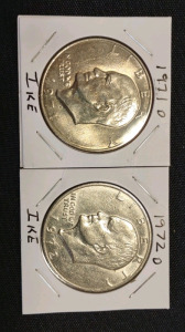 1971 D & 1972 D Ike Dollar Coins