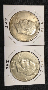 1971 D & 1972 D Ike Dollar Coins