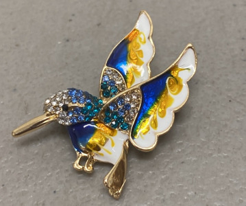 (1) Blue+White Hummingbird Pin