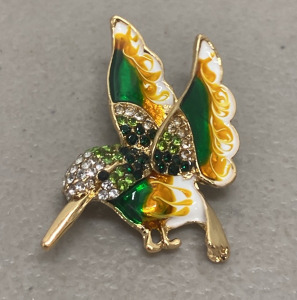 Green+White Hummingbird Pin