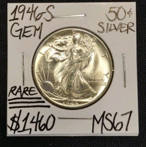 1946-S MS67 Rare Walking Liberty Silver Half Dollar