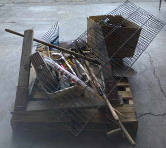 An Assortment of Hand Saws (1) Wooden Saw Horse (1) Shovel & Much More