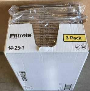 3 Pack Of 3M Filtrete 14x25x1 Home Air Filters