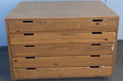 5 Drawer Wooden Rolling Wood Vault 48&rdquo;x30&rdquo;x34&rdquo;