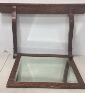 (1) antique Mirror w/stand Old oak - Full Grain