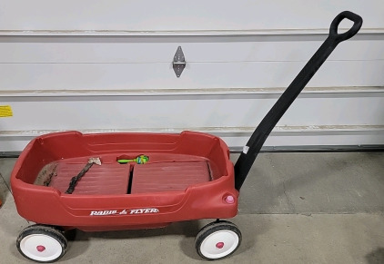 Double person Radio Flyer wagon and a cute Little Tikes child's size picnic table with umbrella