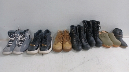 (1) Men's Jordan's/Size 9 (1) Men's Jordan's Flight/Size 10 (1)Women's Andiamo 8.5 M (1) Women's High Heel Shoe/Size N/A (1) Men's Caterpillar/Size 8 (1) Atalina Short Heel/Size N/A (1) Tote