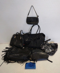 (1) Blue Shiny Wallet & (6) Assorted Purses