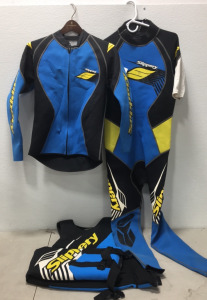 (2) Slippery Swim suits (1) Slippery Life jacket