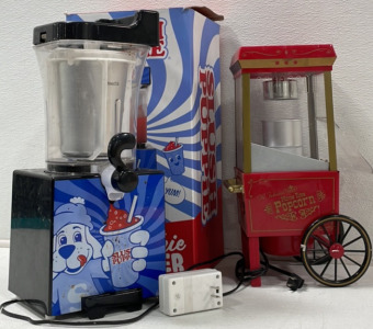 Old Fashioned Movie Time Hot Air Popcorn Machine (Works!) & Slush Puppy Slushie Maker (Parts/ Repair)